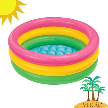 Imagem de Piscina Inflável Infantil Pôr do Sol 56L Redonda Colorida