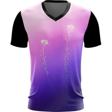 Imagem de Camiseta Gola V Dryfit Flor Gypsophila Purple Gips Filas 1V - Kasubeck
