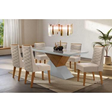 Imagem de Sala de Jantar Completa com 6 Cadeiras 1,80x0,90m - Dubai - Móveis Rufato
