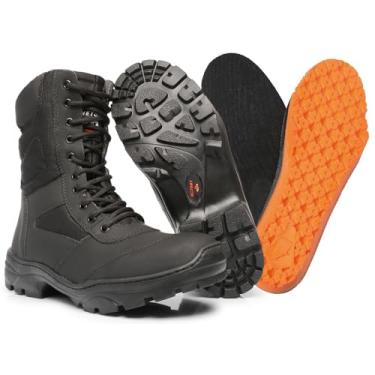 Imagem de Coturno Masculino Estilo Militar Cano Alto em Couro Legítimo Reforçado 1000 (39, Preto)