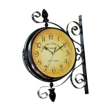 Imagem de Luxshiny relógio de parede da sala relógio pendurado retrô Relógio de parede silencioso Relógio de parede decorativo relógios relógio antigo relógio de dois lados clássico