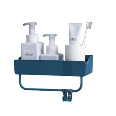 Imagem de Prateleira retangular com ganchos sem perfuração, organizador de cozinha, banheiro, prateleira, sem rastros, lavatório