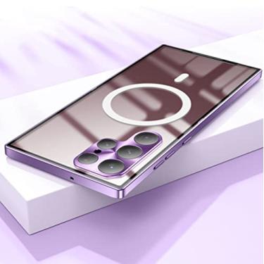 Imagem de Capa magnética de metal para Samsung Galaxy S20 FE S21 S22 S23 Ultra Note 20 10 Liga de alumínio lente da câmera capa de filme de vidro, roxa, para Galaxy S20 FE
