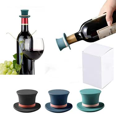 Imagem de Rolha de garrafa de vinho de silicone, rolha de vinho tinto engraçada, rolhas de vinho inovadoras, economia de vinho reutilizável, chapéu de cavalheiro, protetor de cerveja para vinho, cerveja,