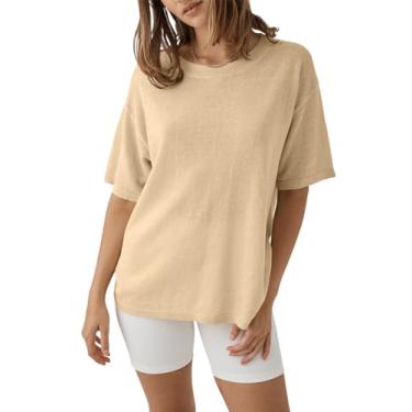 Imagem de Tankaneo Camisetas femininas de verão de meia manga, tamanho grande, casual, caimento solto, transparente, Off-white, GG