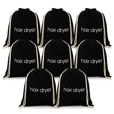 Imagem de ERKXD 3 | 6 | 8 Pack Hair Dryer Bags Drawstring Bag Container Hairdryer Bag for travel bathroom (8 PCS, Black)
