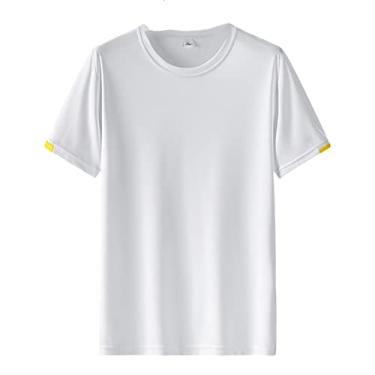 Imagem de Camiseta masculina de secagem rápida atlética manga curta gola redonda camiseta lisa, Cor 1, 5G