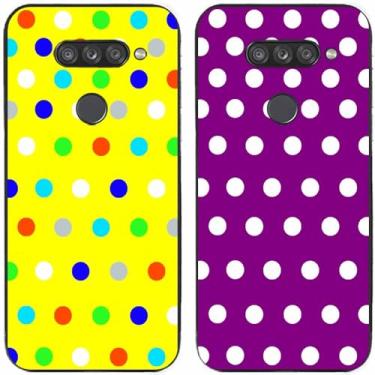 Imagem de 2 peças amarelo roxo colorido bolinhas impressas TPU gel silicone capa de telefone para LG Series (LG Q70)