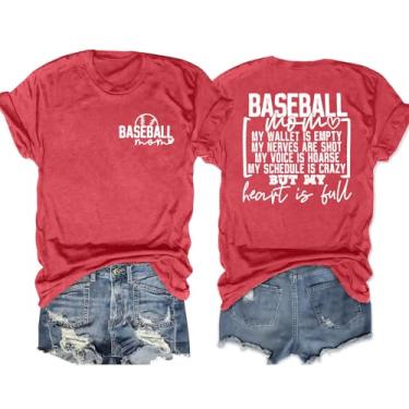 Imagem de Camisetas de beisebol Mom Women in My Baseball Mom Era, camisetas engraçadas de beisebol com estampa de mamãe, Vermelho, XXG