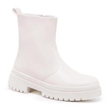 Imagem de Bota Feminina Cano Médio Coturno Tratorado com Zíper Lateral-Feminino