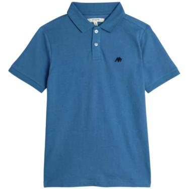 Imagem de AEROPOSTALE Camisa polo para meninos - Camisa polo piqué de manga curta de ajuste clássico - Camisa de golfe elástica confortável para meninos (8-16), Azul parisiense, 7