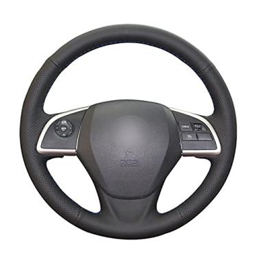 Imagem de Capa de volante de carro confortável e antiderrapante costurada à mão em couro preto, apto para Mitsubishi Outlander 2013 2014 Mirage 2014 ASX L200 2015 2016