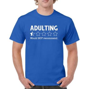 Imagem de Camiseta Adulting Would Not recommend Funny Adult Life is Hard Review Humor Parenting 18th Birthday Gen X masculina, Azul, M
