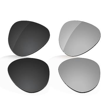 Imagem de LenzReborn Lente polarizada de substituição para óculos de sol RayBan Aviator RB3025 62 mm - preto escuro + cinza prateado