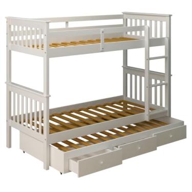 Imagem de Treliche De Madeira Solteiro com 3 Gavetas de Exclusivo Totalità Branco