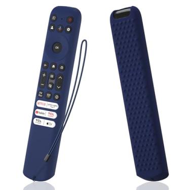 Imagem de AKSHFETH Capa de silicone para controle remoto TCL RC813 FMB1/RC923 FMB3 Smart TV Capa protetora de silicone para controle remoto TCL RC813 com cordão (azul escuro)