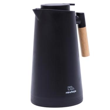 Imagem de Mimo Style, Garrafa Térmica Vetro Preta Com Cabo Madeira 1 litro
