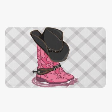 Imagem de Tapete Para Quarto Infantil Estampado Boiadeira Country Pink 60cm X 40cm Base Antiderrapante