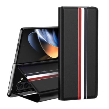 Imagem de Bolsa de telefone Capa carteira preta para Samsung Galaxy Z Fold 6 5 fold6 Fold5 5G Fold3 Fold2 Fold4 Fold 3 4 2 Slot para cartão Capas de corpo inteiro, preta, para Samsung Z Fold 4