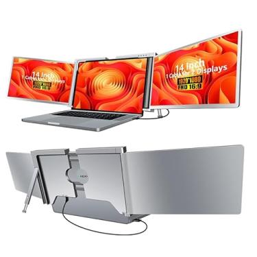 Imagem de 17.3" FHD IPS Monitor Portátil para Laptop, 1920 X 1080 Monitor Triplo, Extensor de monitor de laptop para Mac/Windows, Type-C/USB Dobrável Do Notebook IPS Monitor Portátil Telefone Celular
