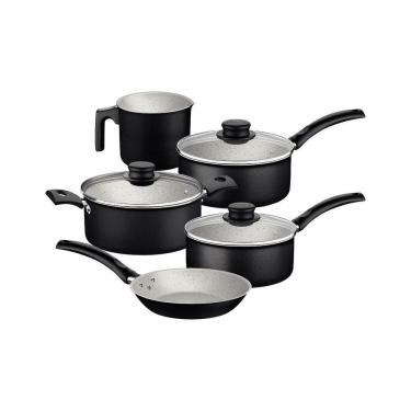 Imagem de Jogo De Panelas 5 Peças Turim Cores Antiaderente Preto