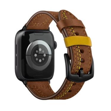 Imagem de Pulseira Couro Line Rústica Compatível com Apple Watch - Baú do Viking