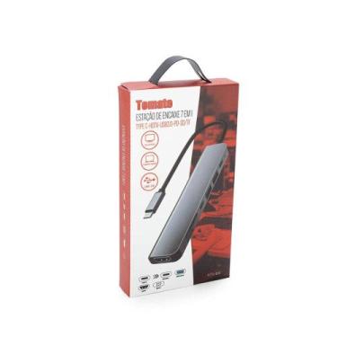 Imagem de Adaptador Hub 7 Em 1 Tipo C Hdmi Usb 3.0 Pd Sd/tf Estação - Tomate