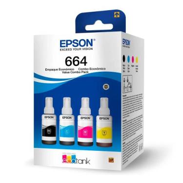 Imagem de Kit Refil Epson 664 Original Preto, Amarelo, Ciano, Magenta