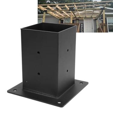 Imagem de Suporte de Pérgula Galvanizado Resistente, Suporte de Poste de Madeira de Estrutura Estável, pó Preto Revestido para Decks de Madeira, Parques, Restaurantes (Direto)