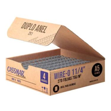 Imagem de Wire-o para Encadernação 2x1 A5 Prata 1 1/4 para 270 fls 04un - Cassma