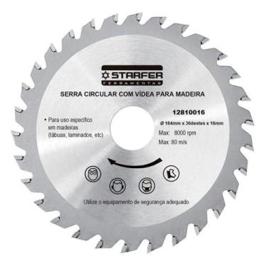 Imagem de Serra Circular com Vídea para Madeira 7.1/4" x 16mm x 36 Dentes - Star