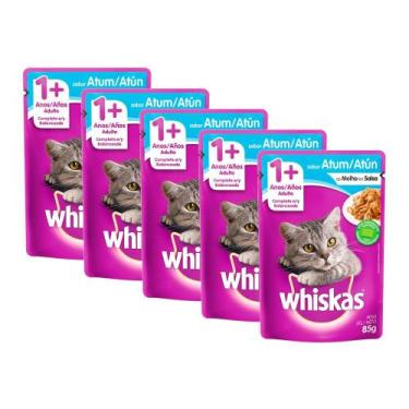 Imagem de Ração Úmida para Gatos Whiskas Adulto 1+ Anos Sabor Atum ao Molho 85g 