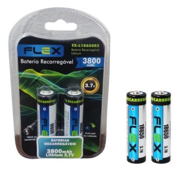 Imagem de Bateria Recarregável Flex 2 Pilhas 3.7 v 3800mAh Lanterna, DUAS