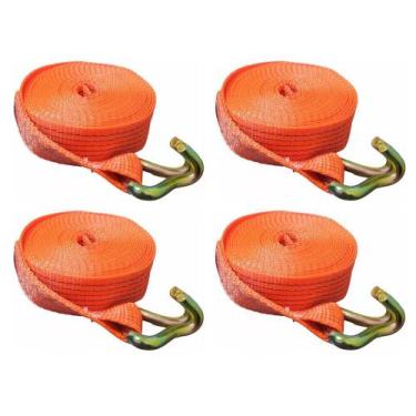 Imagem de Kit 4 Cintas Amarração Carga Caminhão 5T X 9M X 50MM Gancho J - OMEGA