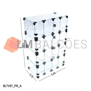 Imagem de Baleiro Expositor Preto de Vidro 0,40 x 0,60 x 0,15m - LM Balcoes