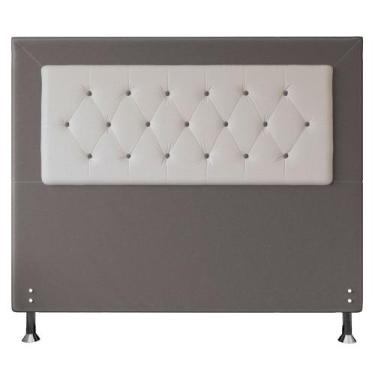 Imagem de Cabeceira Queen 1,60m Havana Suede Cinza com material sintético Branco