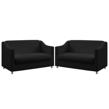 Imagem de Kit 2 Poltronas Namoradeiras Decorativas Estofadas Alya Sued Preto Ara