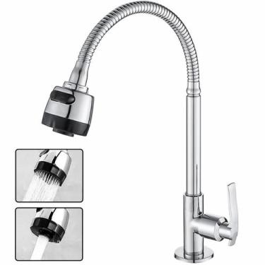 Imagem de Torneira Pia Cozinha Bancada Gourmet Flexível 2 Jatos Inox - Swanton