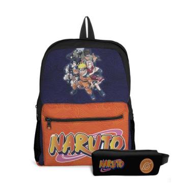 Imagem de  Kit Mochila com Bolso e Estojo Infantil Naruto Menina e Menino  - Use