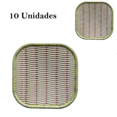 Imagem de 10 Pratos Jantar Bandeja Quadrada Melamina Resistente 25cm - Impo