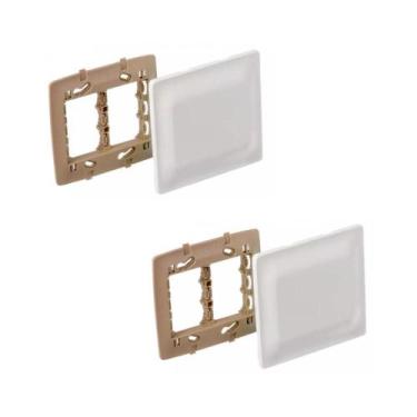 Imagem de Kit 2 Placas 4X4 Cega Branco Com Suporte Zeffia Pial 680173 - Pial Leg