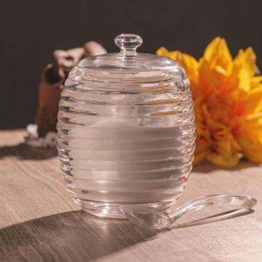 Imagem de Açucareiro de Cristal com Colher e Tampa Colméia 210ml Lyor, Incolor