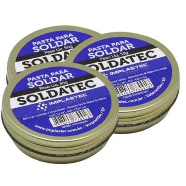 Imagem de Kit 3 Pasta De Solda Fluxo Pastoso Soldatec 50g Implastec