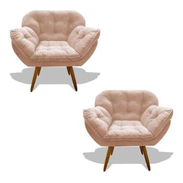 Imagem de Kit 02 Poltrona Miami Cadeira Pés Palitos Salão Escritorio Consultório