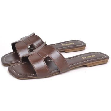 Imagem de Sandália Rasteira Feminina DUBUY 2080FG, 39, Marrom, Feminino