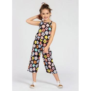 Imagem de Macacão Menina Pantacourt Preto com Flores - Molekada, 2