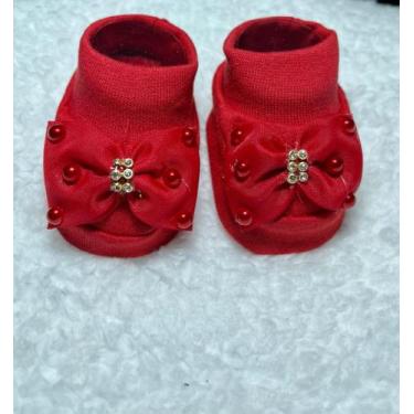 Imagem de Sapatinho Pantufa Laço Pedraria - Pandora Baby Enxovais, Vermelho