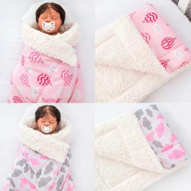 Imagem de Kit de 2 Mantas Cobertor Bebê e Infantil para Menina com Sherpa - Pand