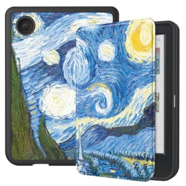 Imagem de Gylint Capa para Kobo Clara BW (2024) / Kobo Clara Color (2024) / Kobo Clara 2E (2022), a capa de couro mais fina e leve de TPU com função de ativação automática Star Night