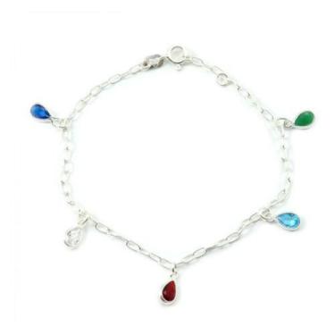Imagem de Pulseira Pedra Gota Saladinha Prata Legítima 925 - Lojas La&Ny, 18 cm,